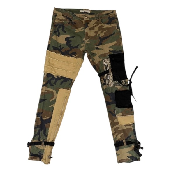 REELISTIK NYC ~ Men’s Camo Patched Cargo Pants Army Green Jeans ~ Size 36 - Picture 5 of 15
